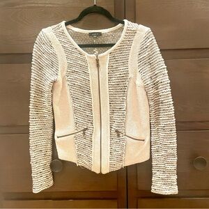 DREW Cream and Black Textured Blazer